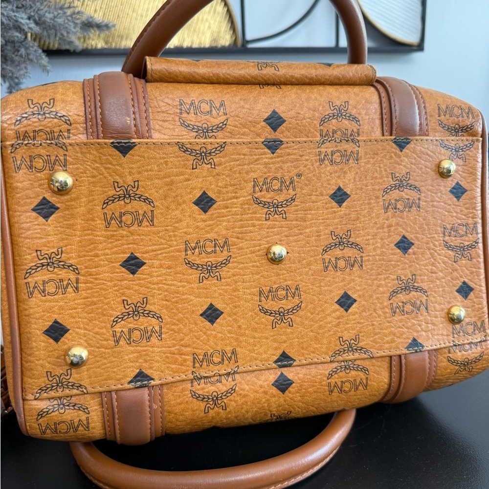 MCM Cognac Visetos Satchel with Gold Hardware - Picture 7 of 10